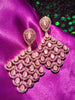 E0877_Elegant designer rose gold earrings with delicate stone work with a touch of pink stones.