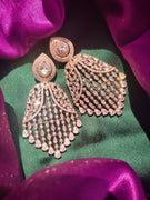 E0881_Grand  designer rose gold earrings with delicate stone work.