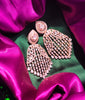 E0881_Grand  designer rose gold earrings with delicate stone work.