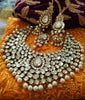 N0584_Royal Bridal style Elaborated choker necklace set studded with Kundan stones with a touch of glossy pearls.