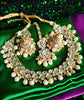 N0585_Royal Bridal style choker necklace set studded with Kundan stones with a touch of glossy pearls.