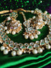 N0585_Royal Bridal style choker necklace set studded with Kundan stones with a touch of glossy pearls.