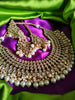 N0588_Royal Bridal style Elaborated choker necklace set studded with Kundan stones with a touch of glossy pearls.