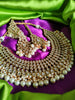 N0588_Royal Bridal style Elaborated choker necklace set studded with Kundan stones with a touch of glossy pearls.