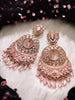 E0882_Ravishing circular design designer rose gold earrings with delicate stone work.