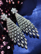 E0887_Ravishing grand designer American diamond embellished danglers with delicate stone work.