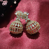 E0885_Lovely round designer rose gold earrings with delicate stone work.