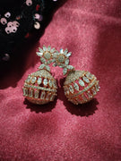 E0885_Lovely round designer rose gold earrings with delicate stone work.