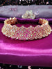 N0589_Lovely flower designer choker necklace embellished with american diamond stones with delicate stone work.