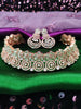 N0590_Lovely flower designer choker necklace embellished with american diamond stones with a touch of Sea green stones.