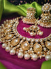 N0591_Royal Bridal style Elaborated choker necklace set studded with Kundan stones with a touch of glossy pearls.