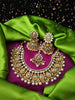 N0591_Royal Bridal style Elaborated choker necklace set studded with Kundan stones with a touch of glossy pearls.