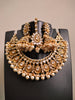 N0591_Royal Bridal style Elaborated choker necklace set studded with Kundan stones with a touch of glossy pearls.