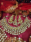 N0592_Royal designer choker necklace set studded with Kundan stones with a touch of glossy pearls.