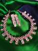 N0598_Elegant rose gold designer choker necklace embellished with american diamond stones  studded with a touch of pink stones.