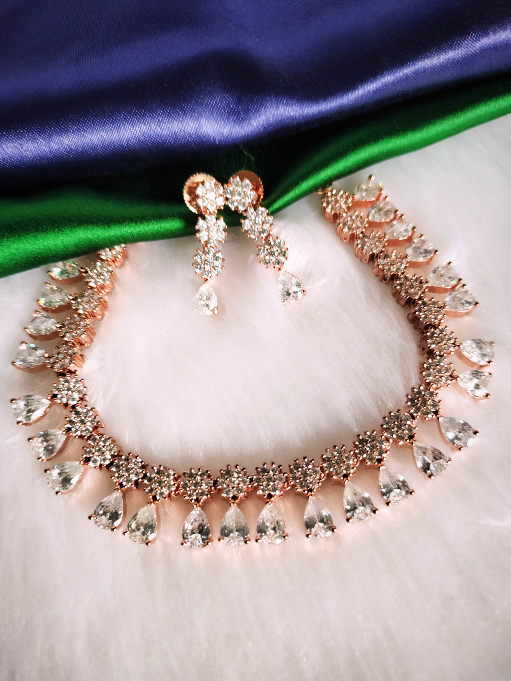 American Diamond Studded Choker Necklace Set