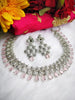 N0586_Beautiful choker necklace embellished with american diamond stones with a touch of pink stones.