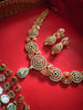 N0605_Elegant style rose gold choker necklace embellished with delicate work of American diamond stones.