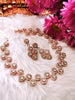 N01101_Lovely designer rose gold choker necklace embellished with American diamond stones with delicate Mint green stone work.