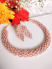 N01108_Lovely designer rose gold choker necklace embellished with American diamond stones with delicate baby pink stone work.