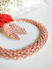 N01108_Lovely designer rose gold choker necklace embellished with American diamond stones with delicate baby pink stone work.