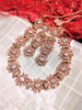 N01117_Lovely designer Rose polished choker necklace embellished with American diamond stones with delicate pink stone work.