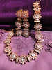 N01117_Lovely designer Rose polished choker necklace embellished with American diamond stones with delicate pink stone work.