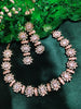 N01118_Lovely designer Rose polished choker necklace embellished with American diamond stones with delicate mint green stone work.