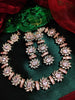 N01118_Lovely designer Rose polished choker necklace embellished with American diamond stones with delicate mint green stone work.