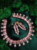 N01121_Lovely designer Rose polished choker necklace embellished with American diamond stones with delicate pink stone work.