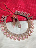 N01115_Lovely designer Rose polished choker necklace embellished with American diamond stones with delicate pink stone work.