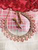 N01115_Lovely designer Rose polished choker necklace embellished with American diamond stones with delicate pink stone work.