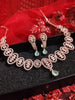 N01126_Lovely designer Rose polished choker necklace embellished with American diamond stones with delicate mint green stone work.