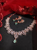 N01126_Lovely designer Rose polished choker necklace embellished with American diamond stones with delicate mint green stone work.