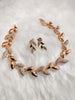 N01140_Grand Lovely designer Rose gold polished choker necklace embellished with American diamond stones with delicate white  stone work.