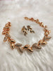 N01140_Grand Lovely designer Rose gold polished choker necklace embellished with American diamond stones with delicate white  stone work.