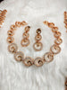 N01141_Grand Lovely designer Rose gold polished choker necklace embellished with American diamond stones with delicate white  stone work.