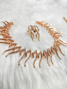 N01142_Grand Lovely designer Rose gold polished choker necklace embellished with American diamond stones with delicate white  stone work.