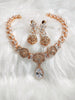 N01143_Grand Lovely designer Rose gold polished choker necklace embellished with American diamond stones with delicate white  stone work.