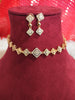 N01144_Grand Lovely designer Rose gold polished choker necklace embellished with American diamond stones with delicate white  stone work.