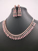 N01102_Lovely designer rose gold choker necklace embellished with American diamond stones with delicate baby pink stone work.