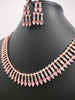 N01102_Lovely designer rose gold choker necklace embellished with American diamond stones with delicate baby pink stone work.