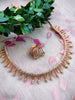 N01169_Grand Lovely designer Rose Gold polished choker Necklace Set  embellished with American diamond stones with delicate Baby Pink Stones work.