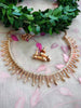 N01167_Grand Lovely designer Rose Gold polished choker Necklace Set  embellished with American diamond stones with delicate white Stones work.