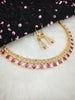 N01188_Grand Lovely designer Gold polished Necklace Set  embellished with American diamond stones with delicate Dark Pink Stones .