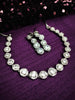 N01177_Grand Lovely designer Silver polished Necklace Set  embellished with American diamond stones with delicate white Stones .