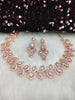 N01188_Grand Lovely designer Rose Gold polished Necklace Set  embellished with American diamond stones with delicate Pink Stones .