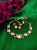 N01199_Elegant design Rose Gold Polished American Diamond choker necklace studded with beautiful dazzling stones with delicate white work.