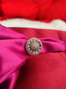 R097_Elegant flowery design circular rose gold American Diamond studded statement ring with a touch of white stones.