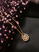 N01255_ Magnetic elegant design  gold Polished American Diamond pendant necklace studded with beautiful dazzling stones .